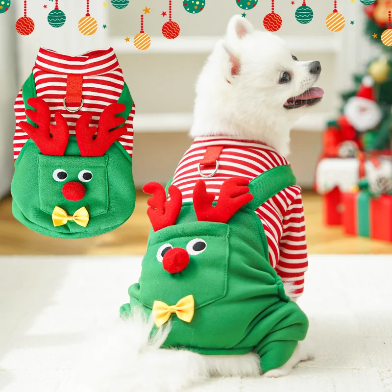 Ropa navideña para mascotas, abrigo para perros, ropa para gatos, disfraz de árbol de Papá Noel para cachorros, abrigo para Festival feliz, suministros al por mayor - imagen 3