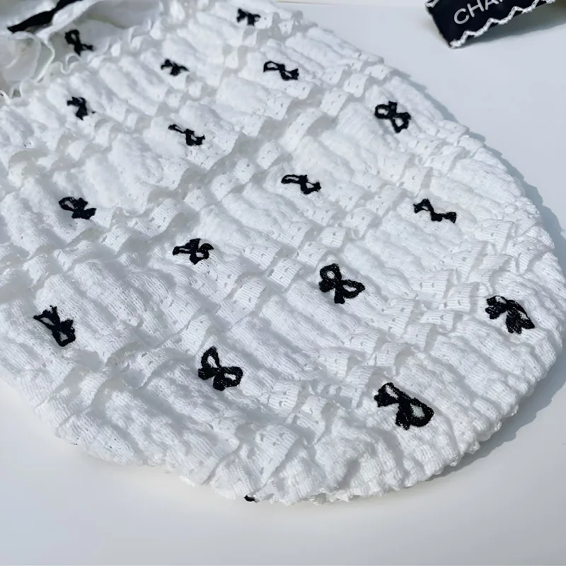 Summer White Bubble Check Pet Clothes Two Legs Dog Clothes Bichon Frise Teddy Bow Lace Dress Yorkshire Solid Color Sling - imagen 2