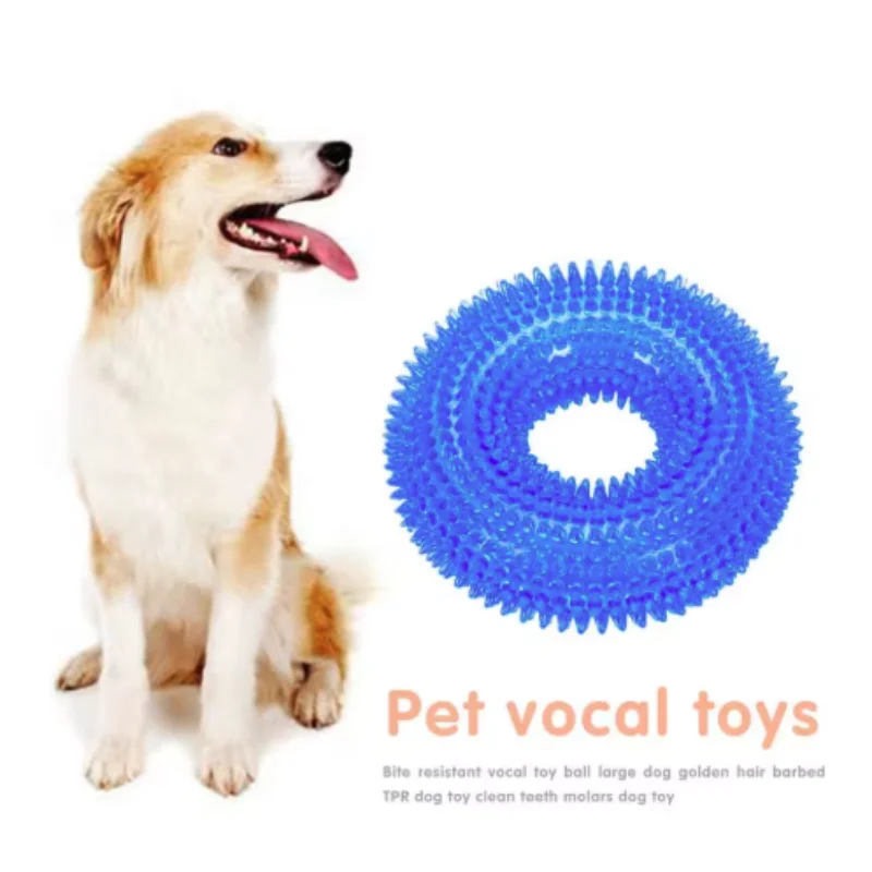 Juguete interactivo para masticar para perros, juguete chirriante para cachorros, resistente a mordeduras, juguete de limpieza dental con púas, juguetes para masticar Molar TPR para perros - imagen 3