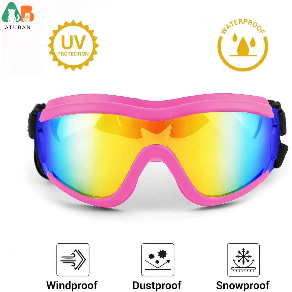 ATUBAN Gafas para perros de razas medianas a grandes, gafas de sol anti-UV para perros de razas grandes, protección ocular para perros a prueba de viento para conducir, ajustables - imagen 3