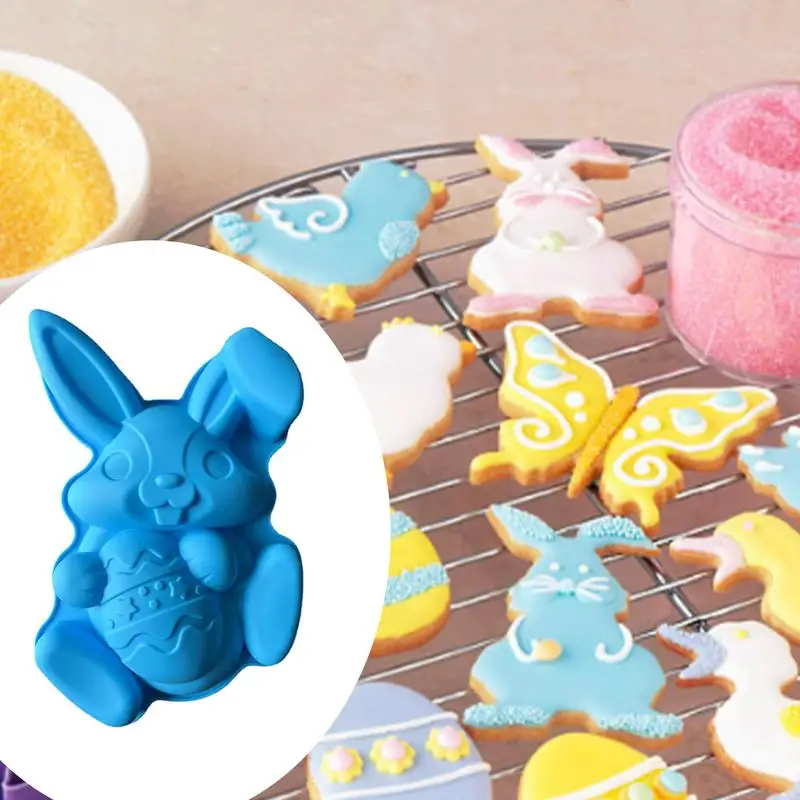Molde de silicona de Pascua para hornear, moldes grandes para Chocolate, forma de conejo, buen efecto de moldeo, Color aleatorio - imagen 5