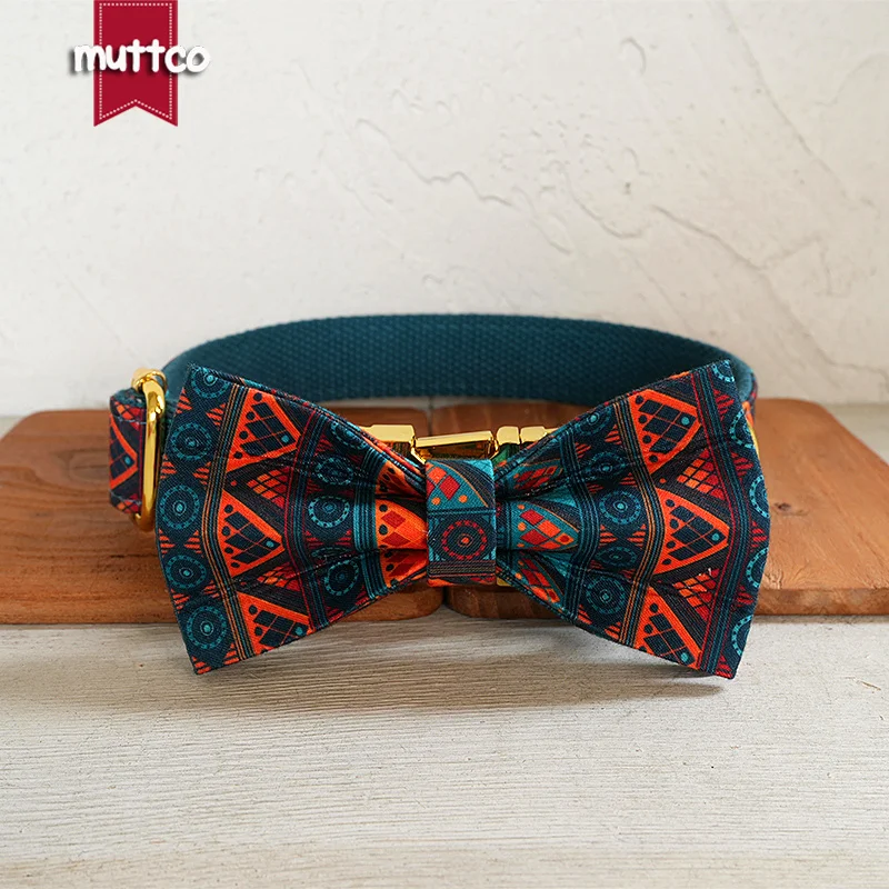 Collar de perro con hebilla de metal grabada MUTTCO MAYA TREASURE, collar con etiqueta de identificación de perro personalizado, placa de identificación de 5 tamaños, antipérdida para mascotas UDC196 - imagen 4