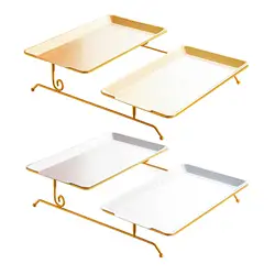 Bandeja rectangular moderna para gatos y perros – Plato metálico