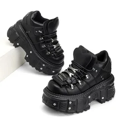 Zapatos de plataforma góticos para mujer – Cordones y taco bajo