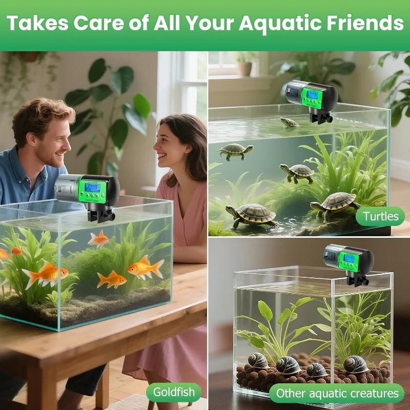Comedero automático programable para peces para acuario, dispensador automático de comedero para peces de porción ajustable de 200 ml, ideal para acuarios - imagen 5