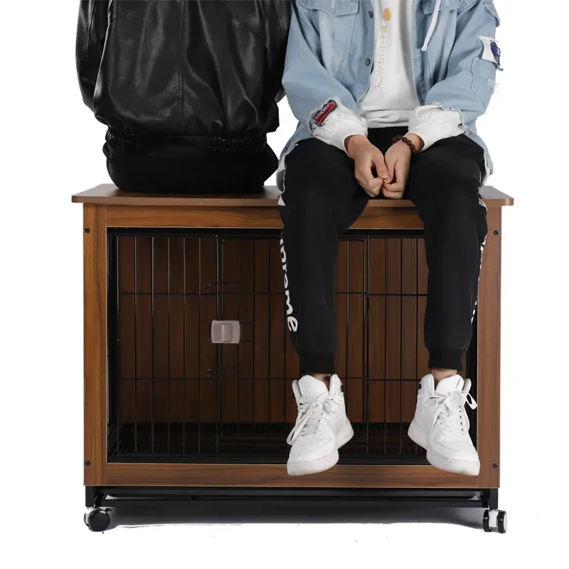 Jaula para perros de madera para mascotas, valla para perros pequeños y medianos para interiores, hogar con separación de inodoro, jaula para gatos y mascotas - imagen 4