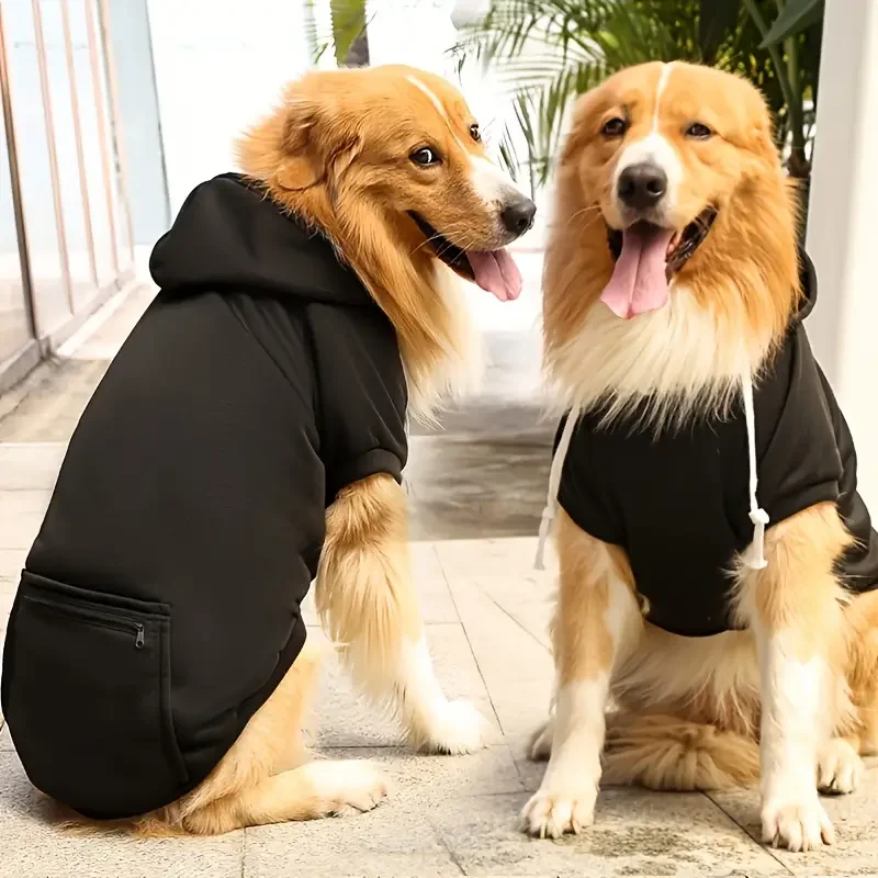 Sudadera con capucha para perros medianos con bolsillo con cremallera, forro polar para mascotas, ropa de otoño e invierno, 1 unidad - imagen 3