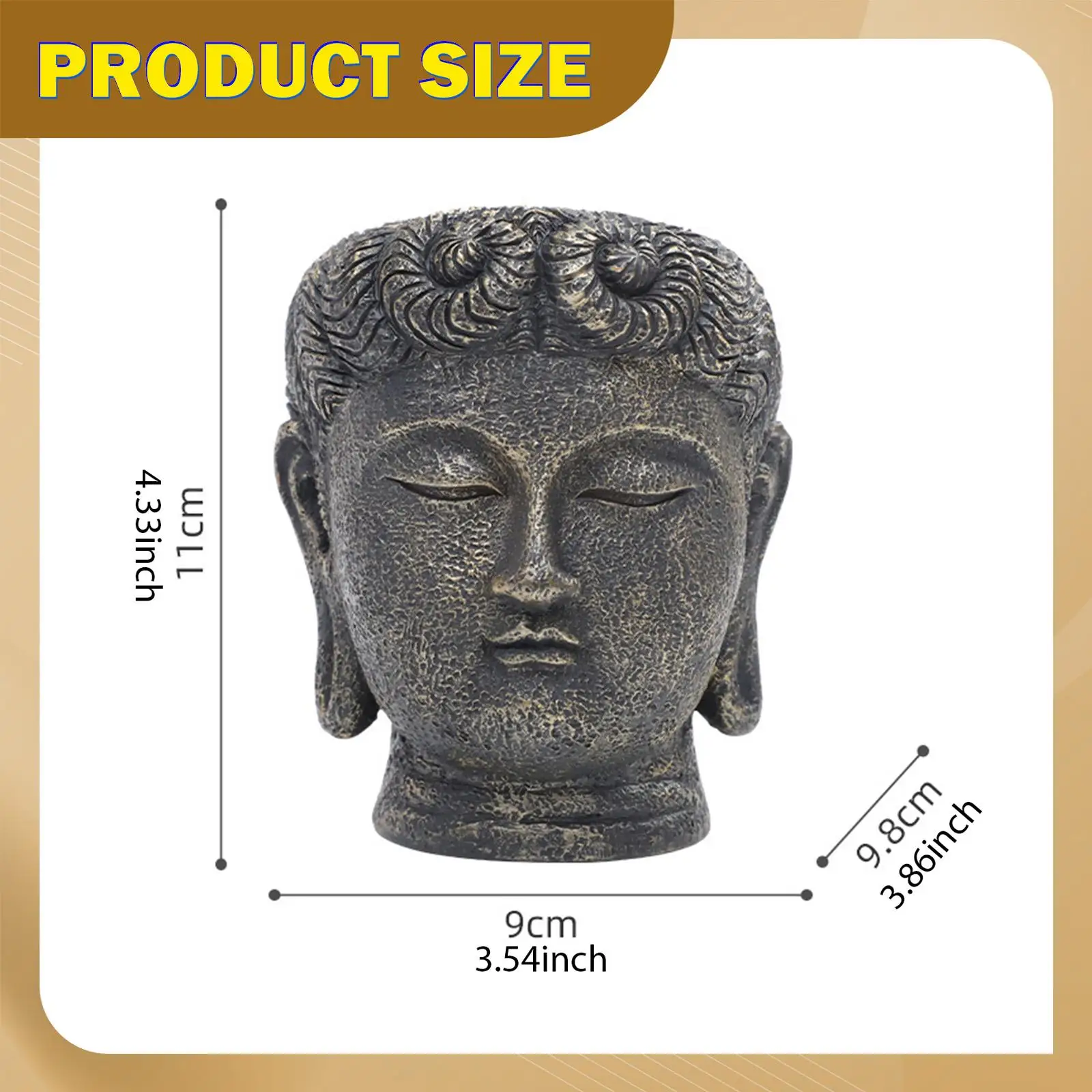 Buddha Head Planter Plant Pot Decorative Artwork Flower Pot Plant Flower Container for Garden Courtyard Restaurant Farmhouse
