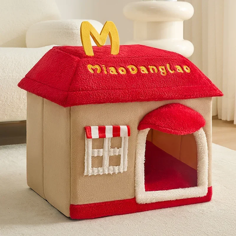 Casa cerrada para gatos que mantiene el calor en invierno, casa para gatos para las cuatro estaciones, productos para mascotas desmontables y lavables, suministros, accesorios para muebles - imagen 5