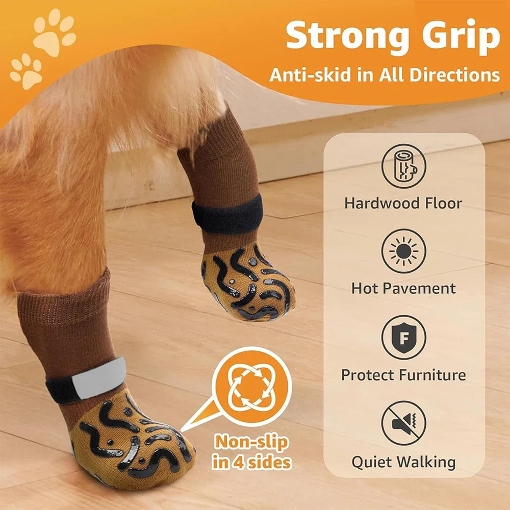 Calcetines antideslizantes para perros grandes para evitar lamer patas para suelos de madera, protectores de patas, Control de tracción para perros grandes en interiores - imagen 5