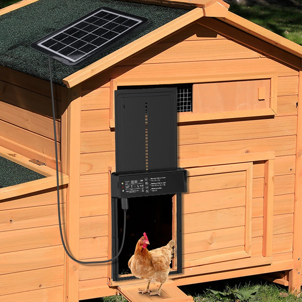 Puerta automática solar para gallinero vista frontal
