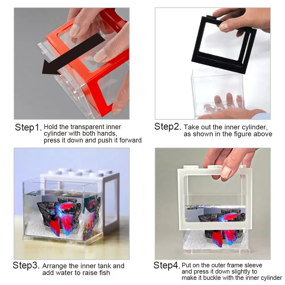 Decoración para mascotas, regalos de bloques de construcción, Mini acuario de PVC, pecera Betta, accesorios ornamentales para peces Betta - imagen 3