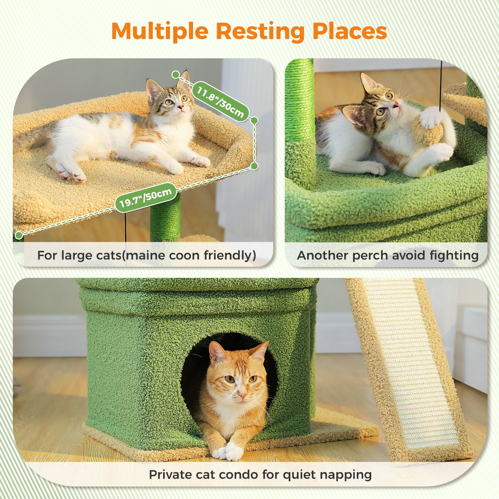 Árbol de interior para gatos con plataforma, condo y rascador de sisal - imagen 5