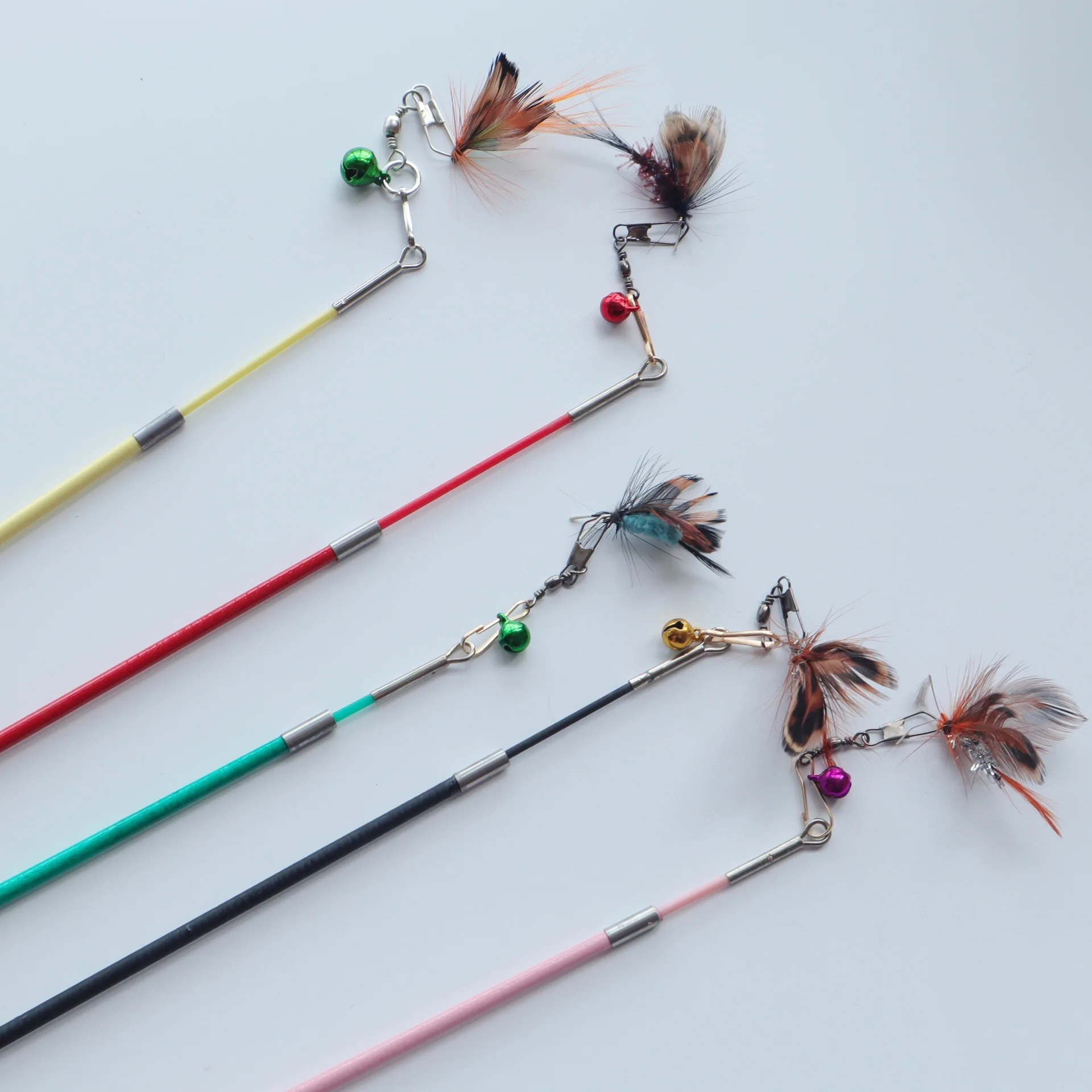 2 uds/3 uds insectos aleatorios divertido palo de gato juguete retráctil varilla de plumas Teaser juguete para mascotas