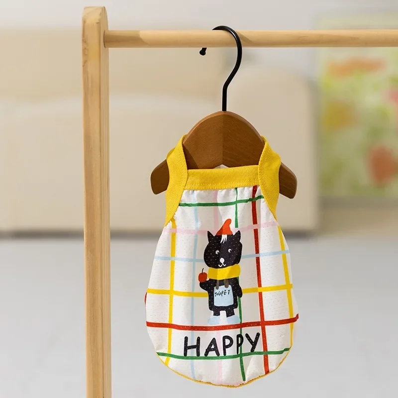 Chaleco de verano para cachorros, ropa de seda helada para perros, bonito oso de Navidad con tirantes, chaleco de peluche fino y fresco, camiseta para cachorros, jersey de dibujos animados - imagen 4