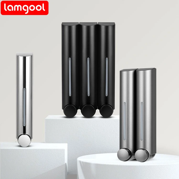 Dispensador de jabón líquido Lamgool, dispensador de jabón de ducha montado en la pared de 420Ml, dispensador de detergente en Gel de ducha para accesorios de baño