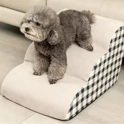 Rampas de escaleras seguras para perros de espuma de alta densidad, 2/3 escalones, escalones antideslizantes para mascotas mayores con dolor articular, escalera para sofá cama