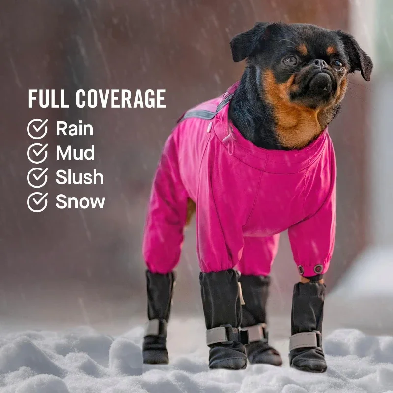 Zapatos de invierno para perros, impermeables, para caminar, grandes y pequeños, cálidos, elásticos ajustables, cubierta para pies Schnauzer, suministros para mascotas de peluche - imagen 4