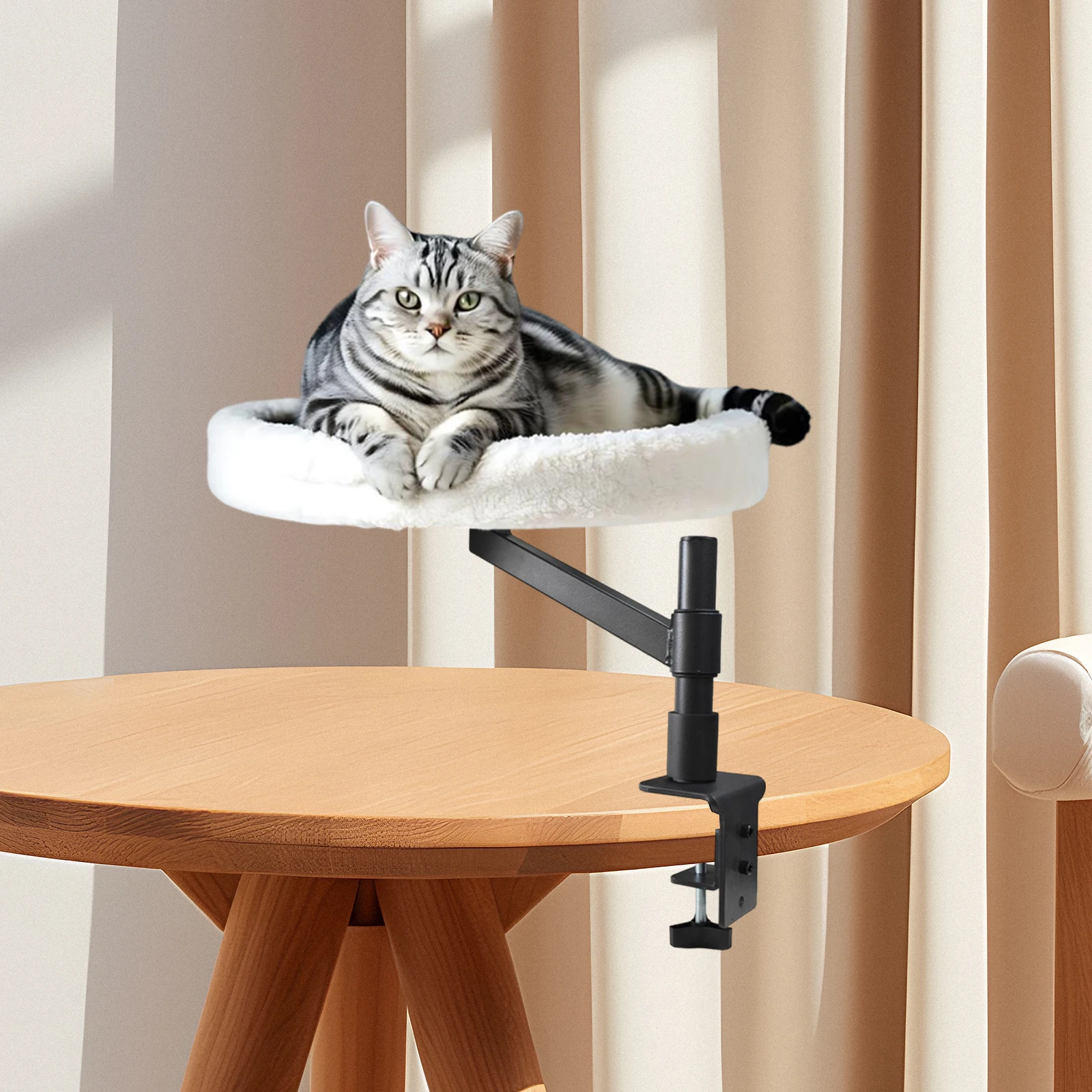 Estante de escritorio para cama de gato, altura ajustable, marco giratorio 360, soporte, abrazadera de mesa para gatos pequeños, suministros para mascotas - imagen 2