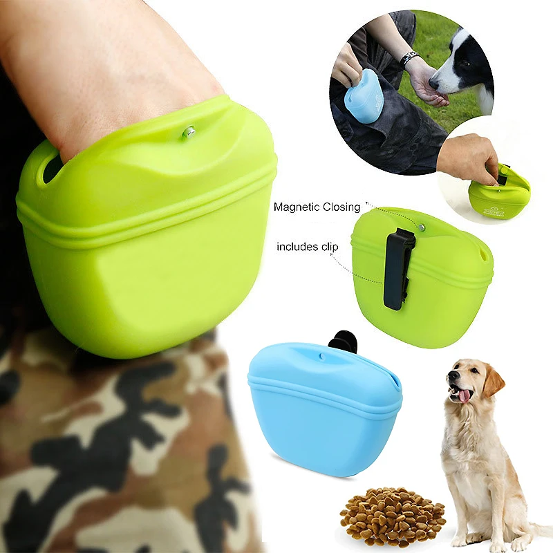 Bolsa de silicona para premios de perros, bolsa de cintura portátil para entrenamiento de perros, alimentador al aire libre, bolsa de aperitivos para cachorros, bolsa de almacenamiento de recompensa de comida para masc