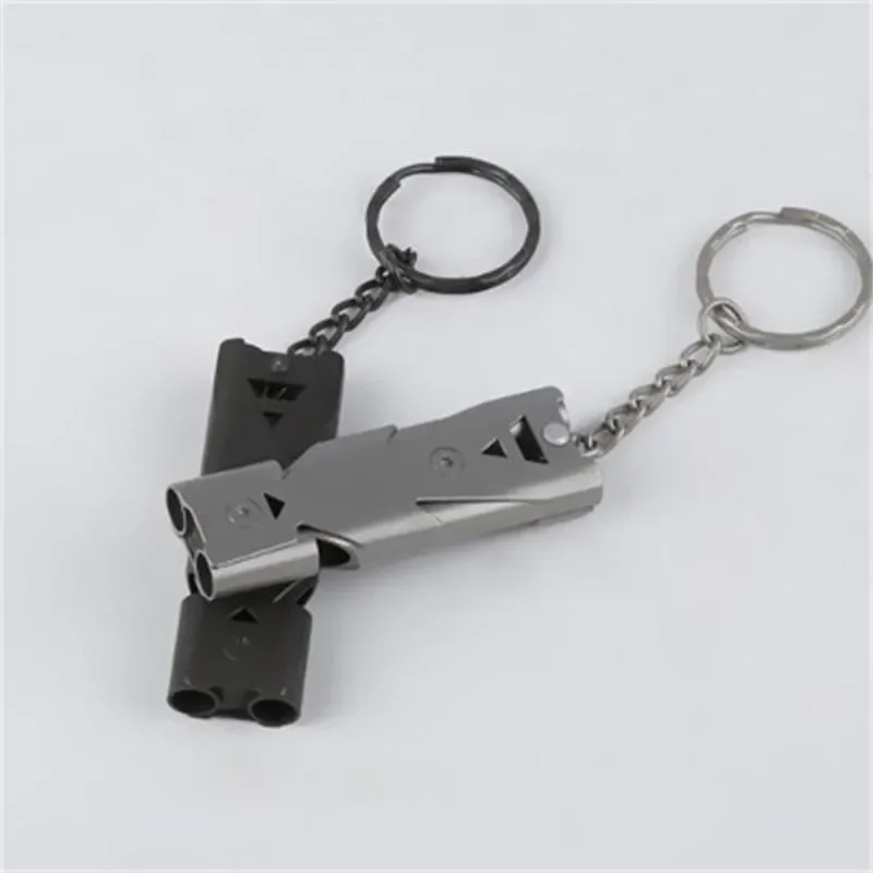 Silbato de socorro ultrasónico para exteriores de acero inoxidable, doble tubo, productos de supervivencia de campo de alto Decibelio, entrenamiento de aves - imagen 5