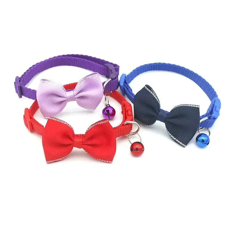 Collares para gatos, collares con lazo y campana, bonitos collares para cachorros y gatitos, suministros para mascotas, herramienta de vestir ajustable Multicolor para mascotas, accesorios para gatos - imagen 3
