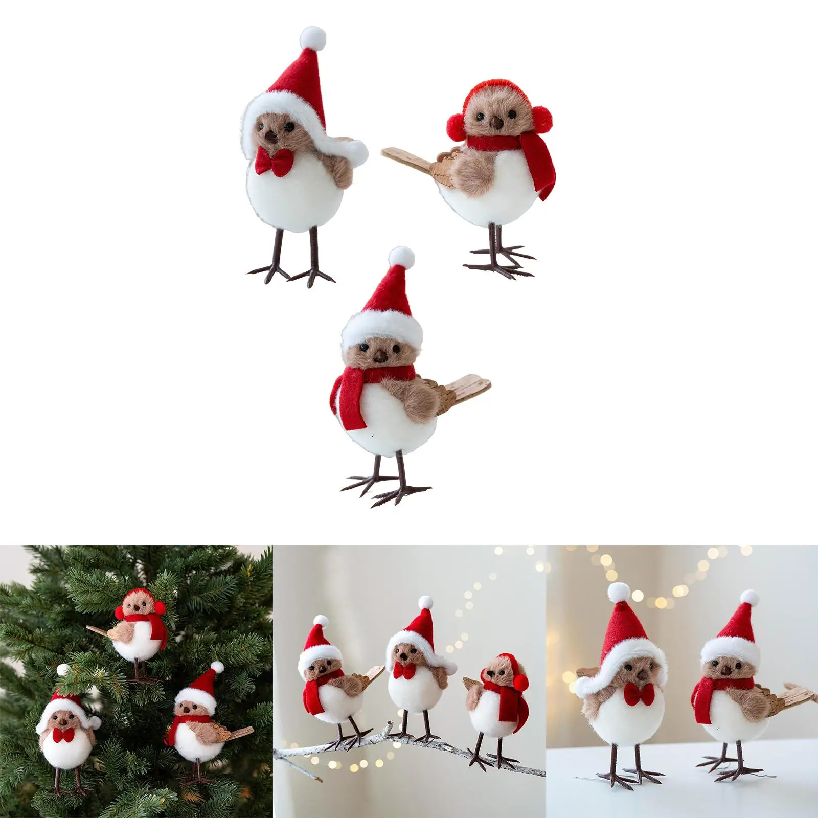 Decoración navideña, pájaro, adorno navideño, decoración del hogar, estatuilla decorativa creativa de pájaro pequeño, bonita para cocina, chimenea de vacaciones - imagen 4