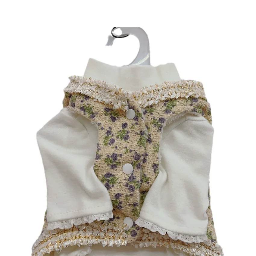 Conjunto de camiseta y chaleco estampado clásico para perros pequeños, traje de 2 piezas para peluche, razas maltesas y similares, elegante paño para perros al aire libre - imagen 5