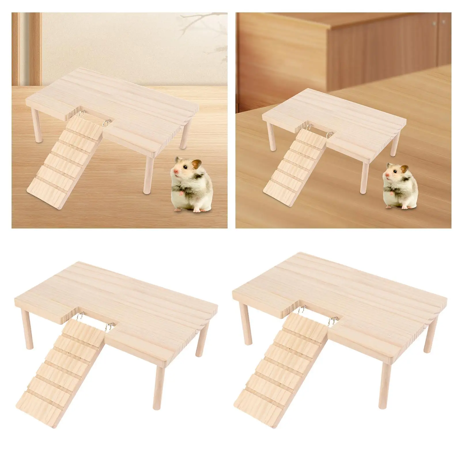 Wooden Hamster Platforms Rodent Playset with Ladder Small Animal Climbing Platforms Wooden Hamster Platforms Rodent Playset with Ladder Small Animal Climbing Platforms