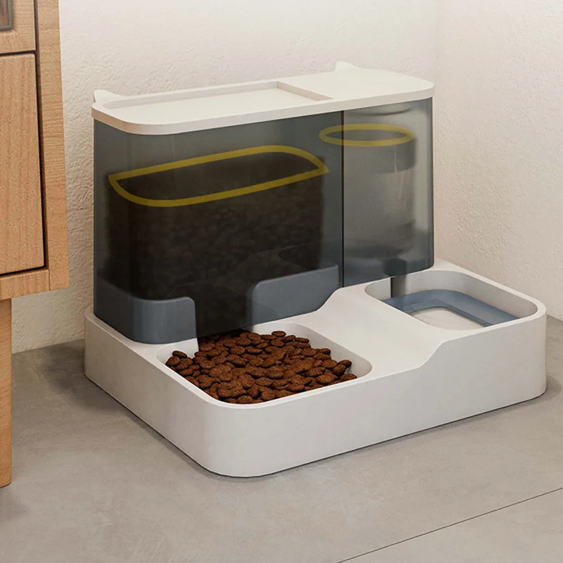 Alimentador automático para gatos, dispensador de agua de gran capacidad, cuenco de comida para gatos, contenedor de comida de separación seca y húmeda, bebedero para mascotas - imagen 3