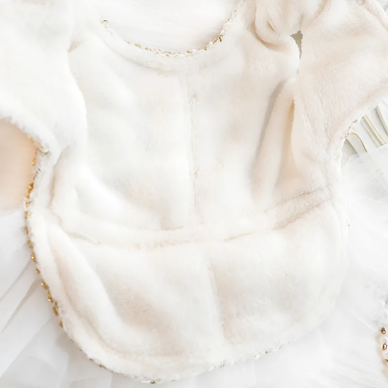 Vestido de encaje para perros pequeños, ropa de lujo para perros, falda tutú, falda esponjosa de princesa, ropa de algodón para mascotas - imagen 5