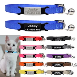 Collar de nailon para gato con campana y placa grabada