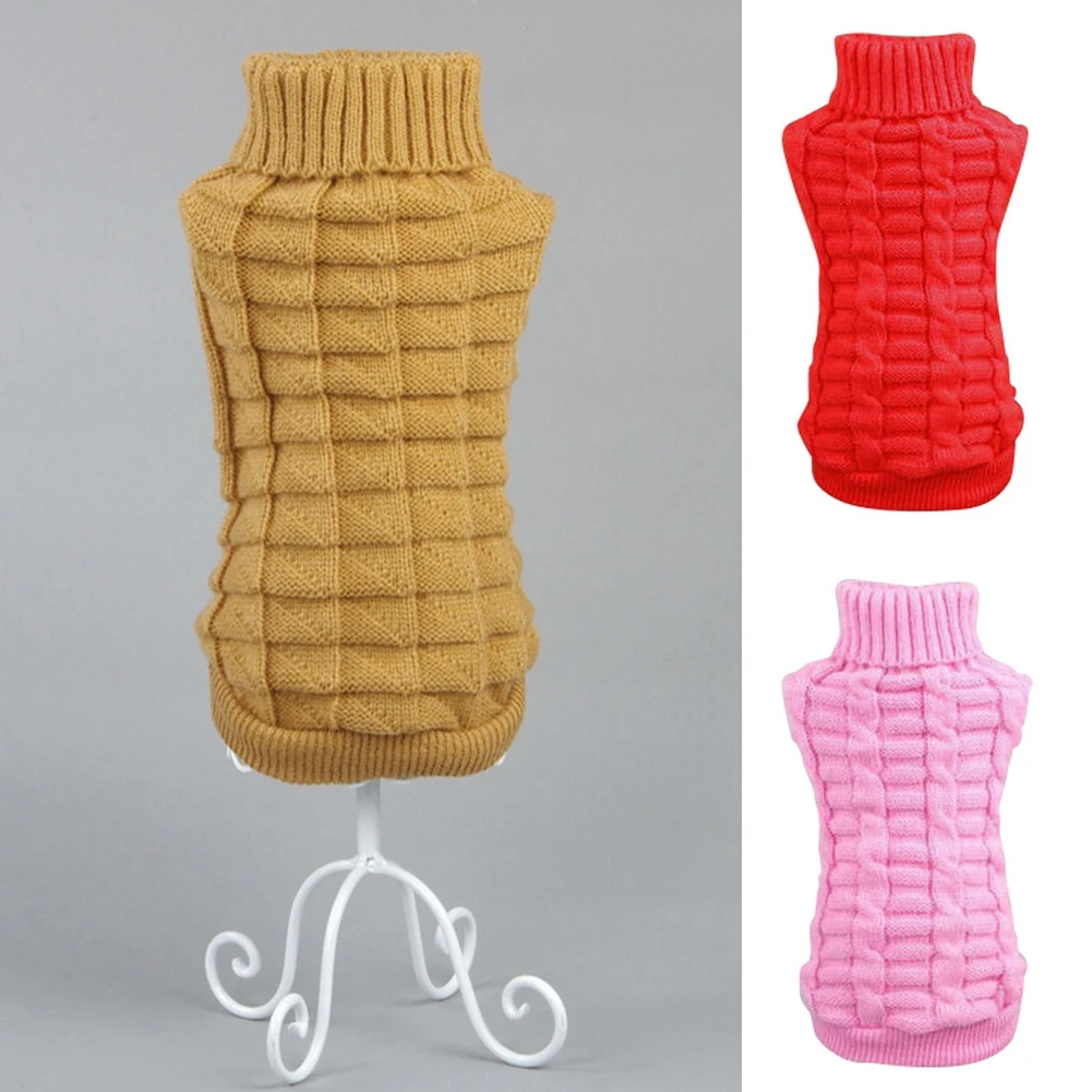 Cozy Turtleneck Knit Dog Sweater Polyester Pullover Pet Coat Autumn Winter Warm Jacket for Small Dogs Chihuahua French Bulldog - imagen 5