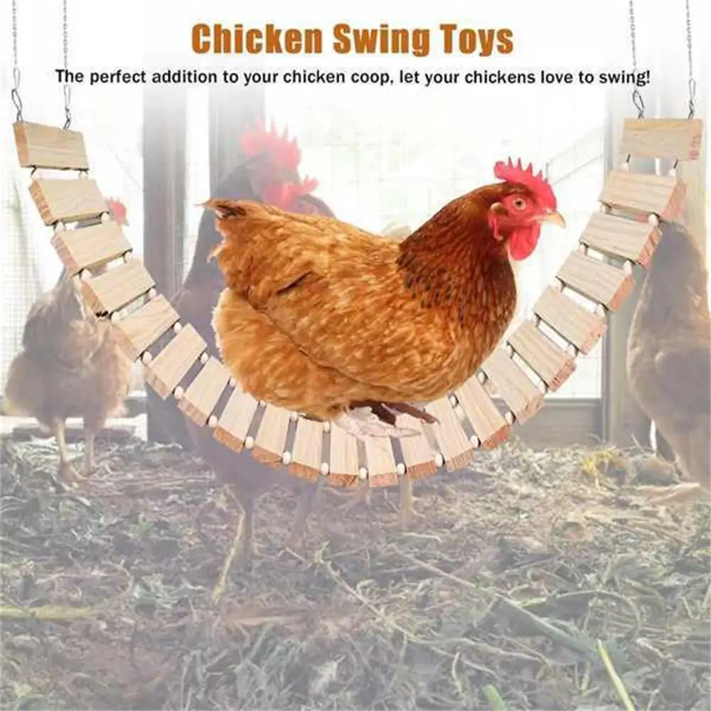 Juguete de pollo de madera Natural, escalera grande para columpio de pájaro, soporte de madera, percha colgante para aves de corral, gallo, gallina, loro, guacamayo, gallinero, decoración - imagen 4