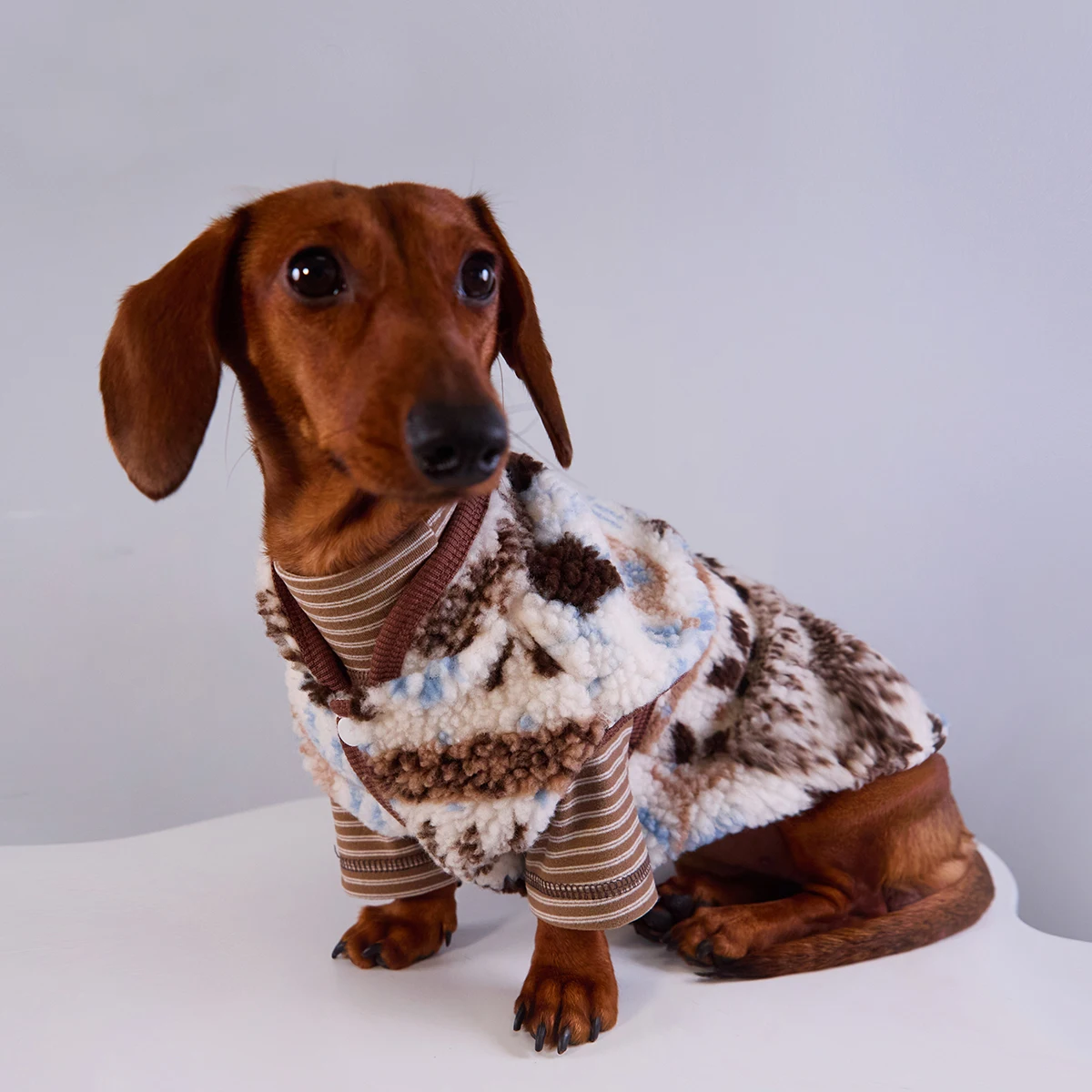 Suéter de lana suave para perros tejón, mono de invierno de manga corta con copos de nieve para perros Wiener, chaleco de invierno para perro salchicha - imagen 4