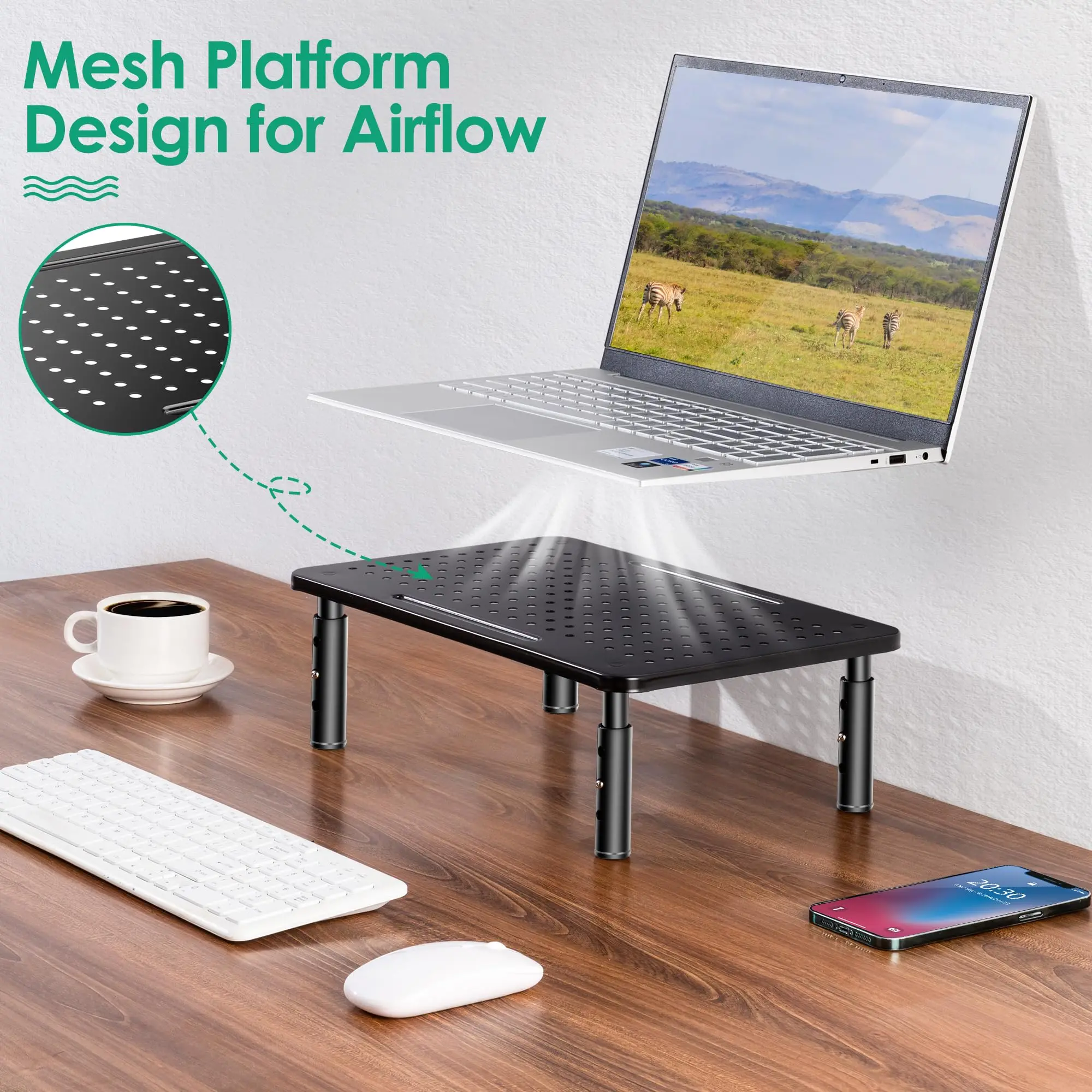 Soporte ajustable para Monitor de escritorio, soporte para pantalla de PC, soporte de exhibición para ordenador de escritorio, Monitor de ordenador de oficina y estantería - imagen 3