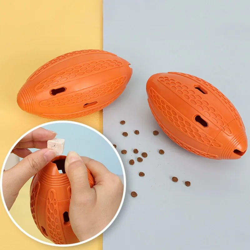Juguetes de Rugby para perros, pelotas de goma interactivas duraderas para mascotas, juguete de molienda de dientes resistente al masticable para cachorros, suministros de juego, productos de pelota para perros - imagen 4