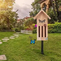 Hotel de insectos de madera natural para jardín – Casa de mariposas y Abejas