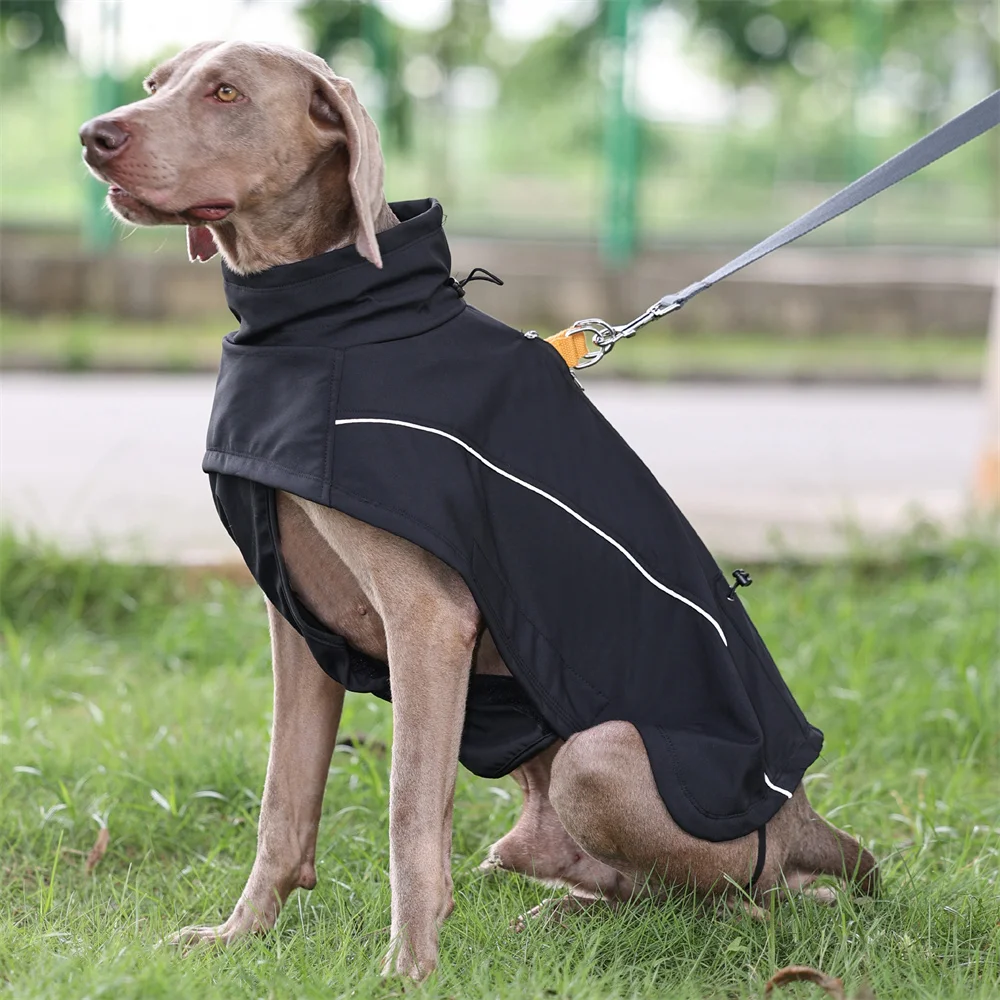 Chaqueta impermeable para perros grandes, forro polar Flexible en el pecho, chaquetas suaves para perros al aire libre, ropa reflectante de seguridad para mascotas, abrigo - imagen 5