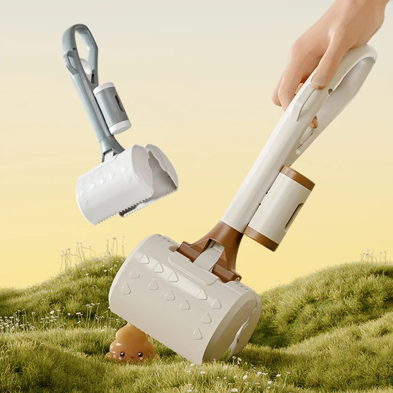 Recogedor de inodoro para perros de mango largo, Clip portátil para recoger excrementos de mascotas, artefacto de pala para excrementos de cachorros con dispensador de bolsa para excrementos - imagen 2