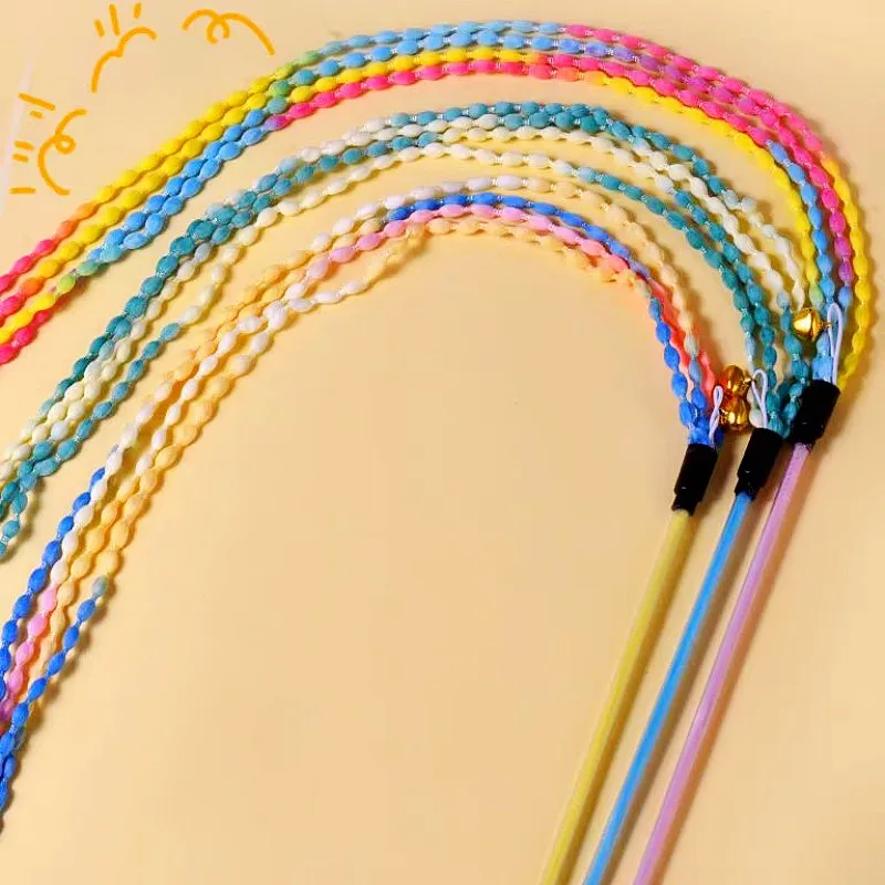 Juguetes para gatos, borla de felpa, juguete interactivo para gatos, palo de plumas para gatos, palo de mango largo, juguetes para gatos, juguete para gatitos con campana - imagen 5