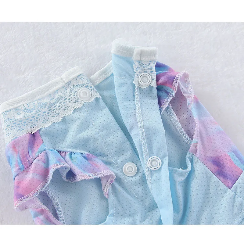 Ropa para perros, ropa refrescante de seda helada de verano, cárdigan rosa y azul para niñas, vestido para perros pequeños y medianos, vestidos para perros Chiwa Yorkie - imagen 3