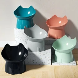 Comedero elevado antivuelco para gatos con borde inclinado estable