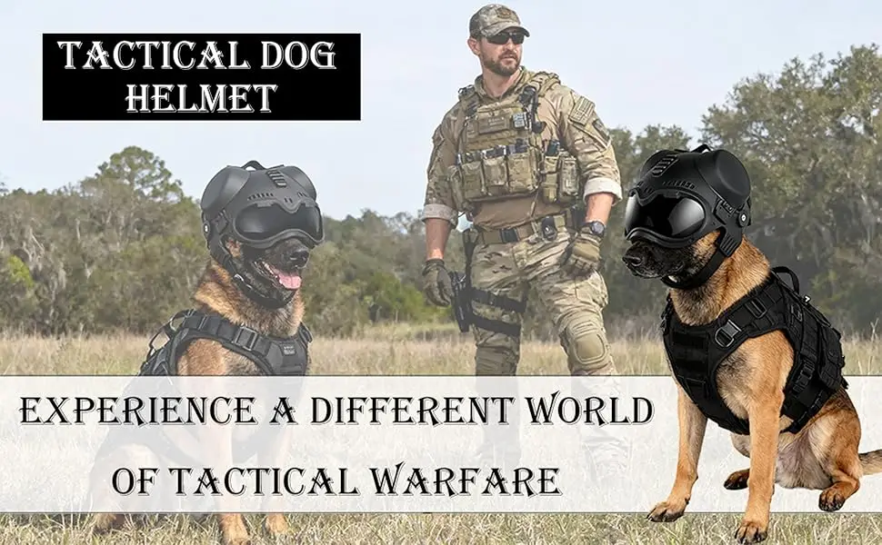 Casco táctico ATUBAN K9 para perros en uso