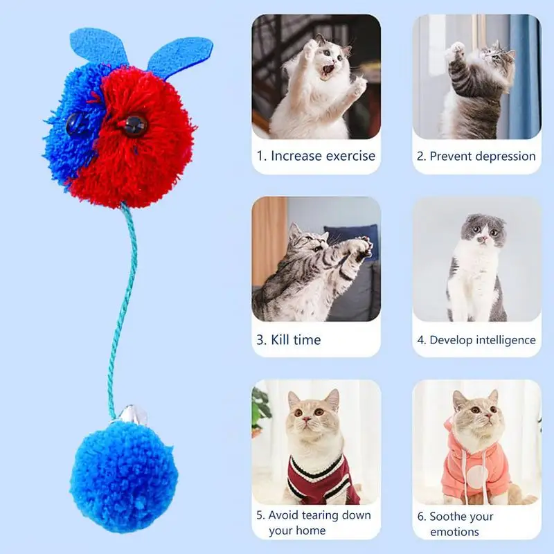 Bolas de peluche esponjosas para gatos, juguete de felpa suave para gatitos, juego interactivo, bola silenciosa para interiores - imagen 5