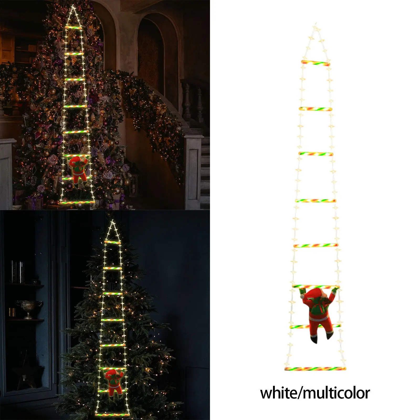Climbing Santa Claus on Rope Ladder LED Christmas Ornament Christmas Tree Ornament for Festivals Party Living Room Home Window