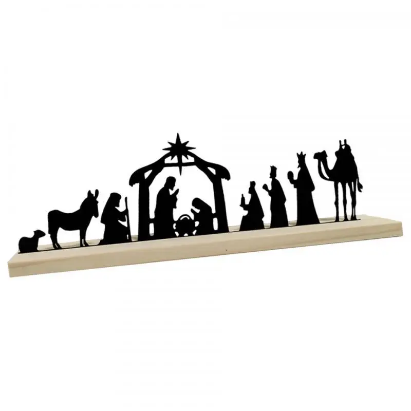 Metal Nativity Set Nativity Scene Silhouette Religious Catholic Gift Versatile Ornament for Table Xmas Christmas Decorations