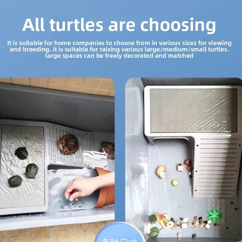 Caja de cría de tortugas grande, tanque de tortuga grueso de plástico para el hogar, suministros para peces y mascotas acuáticas, acuarios, productos de cría de mascotas - imagen 5