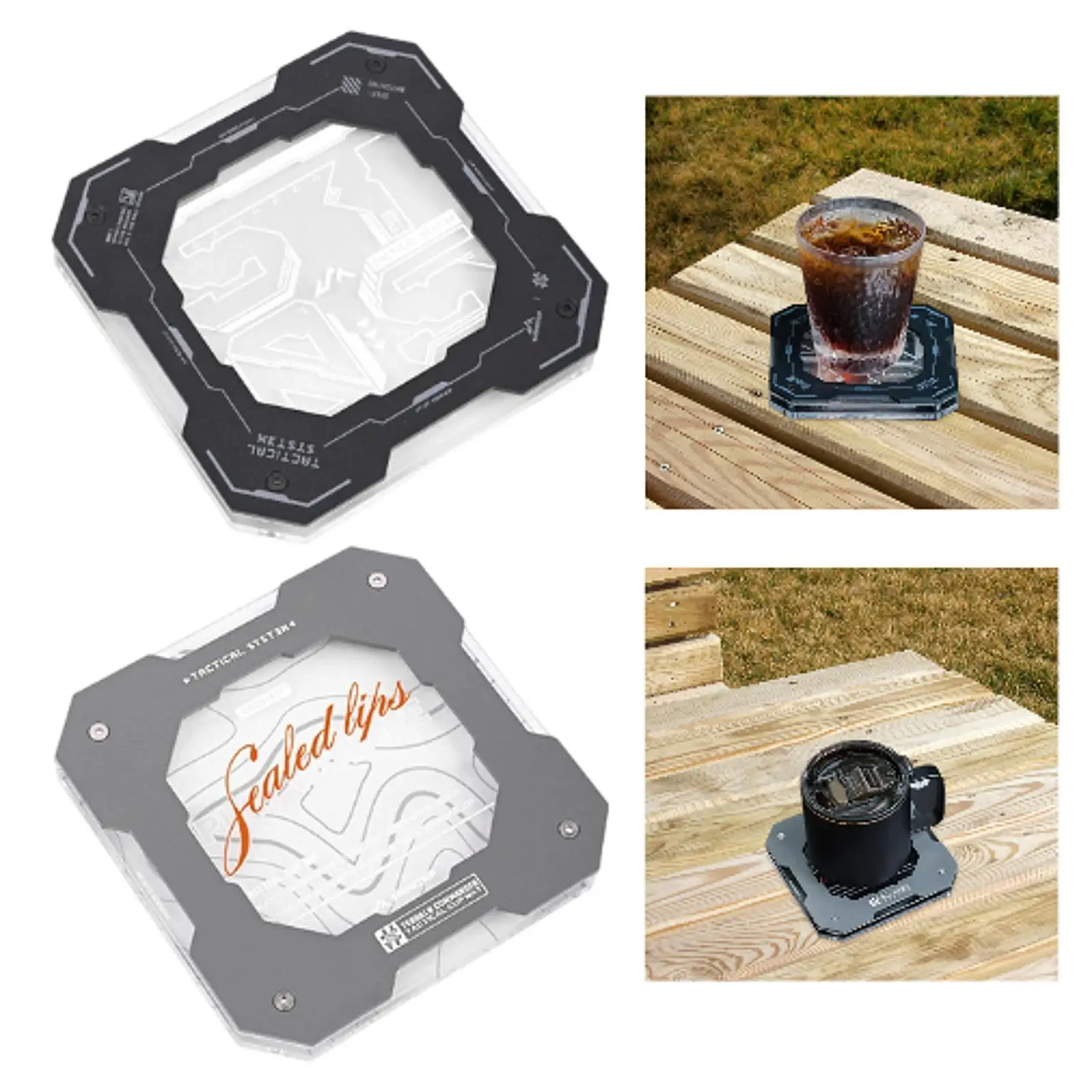 Posavasos para bebidas para acampar, portátil, antideslizante, reutilizable, para té, café, taza, mantel individual aislado para oficina, barbacoa, inauguración de la casa - imagen 4