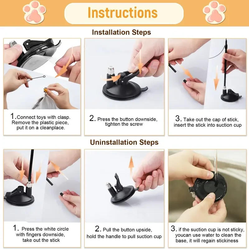 Juguetes de plumas para gatos, varita de plumas, juguetes interactivos para gatos con súper ventosa, juguete de repuesto de plumas extraíble de 3 uds. - imagen 4